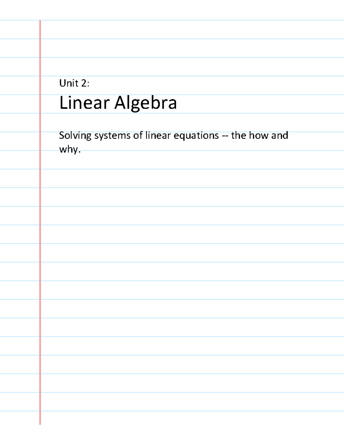 02 Linear Algebra - Lecture Notes - Unit 2: Linear Algebra Solving ...