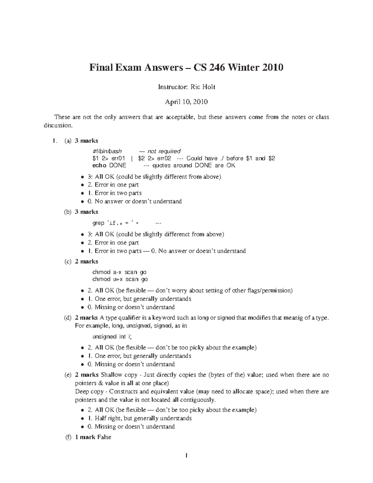 Exam 10 April 2010, Questions And Answers - Final Exam Answers – CS 246 ...