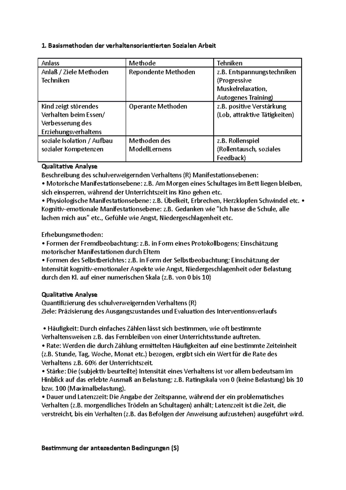 Unterschied Sozialpädagogik Und Soziale Arbeit Basis II - Zusammenfassungen - Basismethoden der verhaltensorientierten
