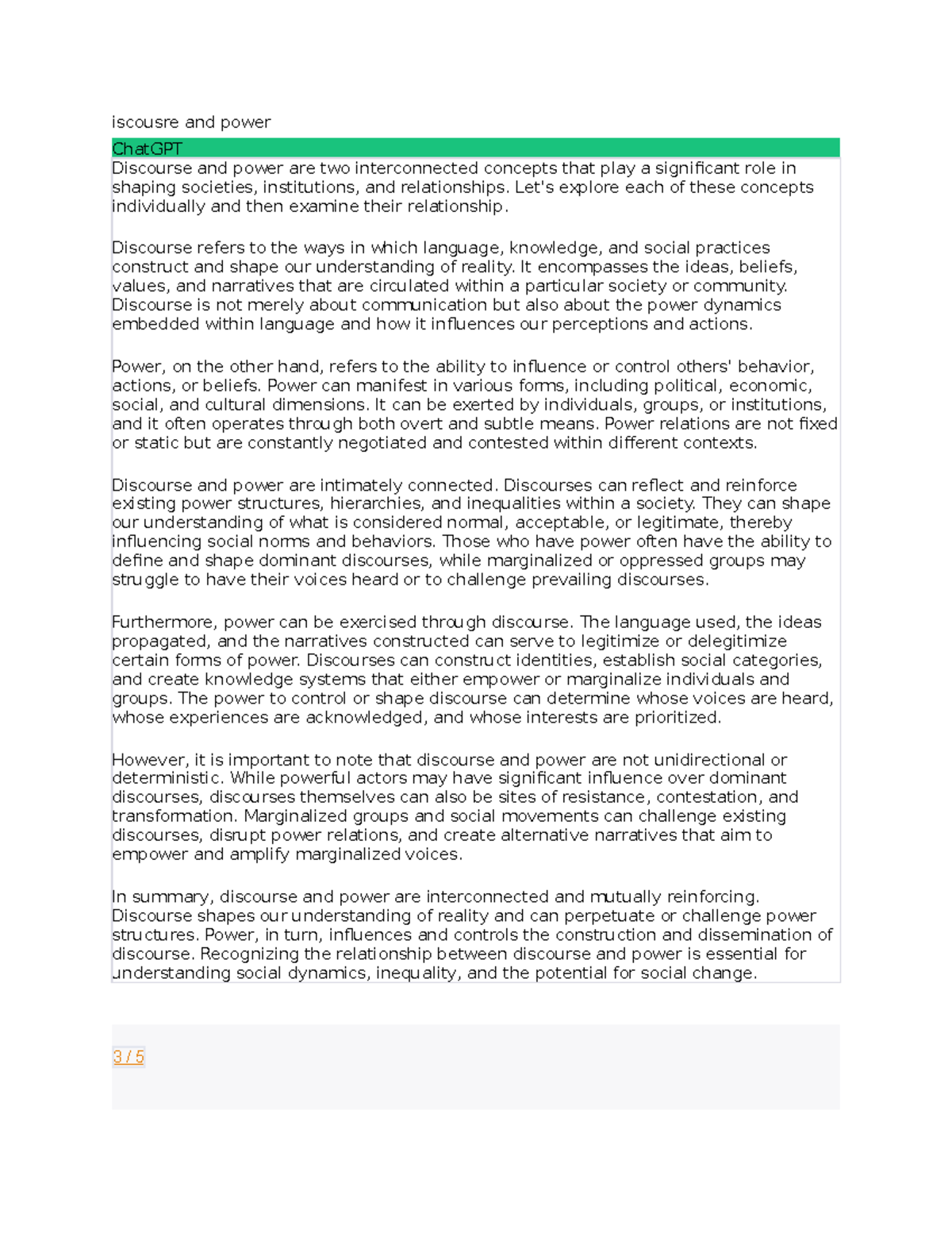 Iscousre and power - iscousre and power ChatGPT Discourse and power are ...