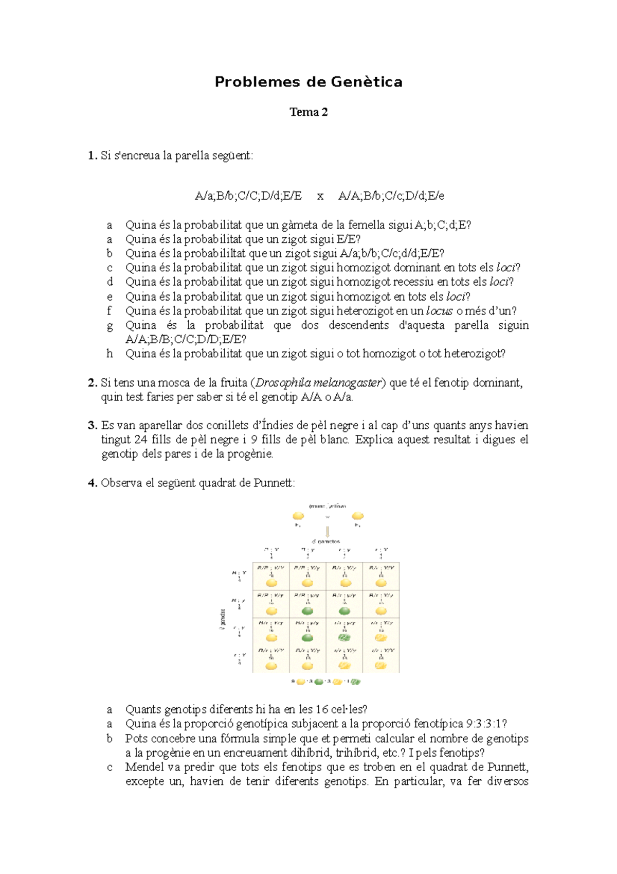 Problemas Para Resolver Del Tema 2 De Genética - Problemes De Genètica ...