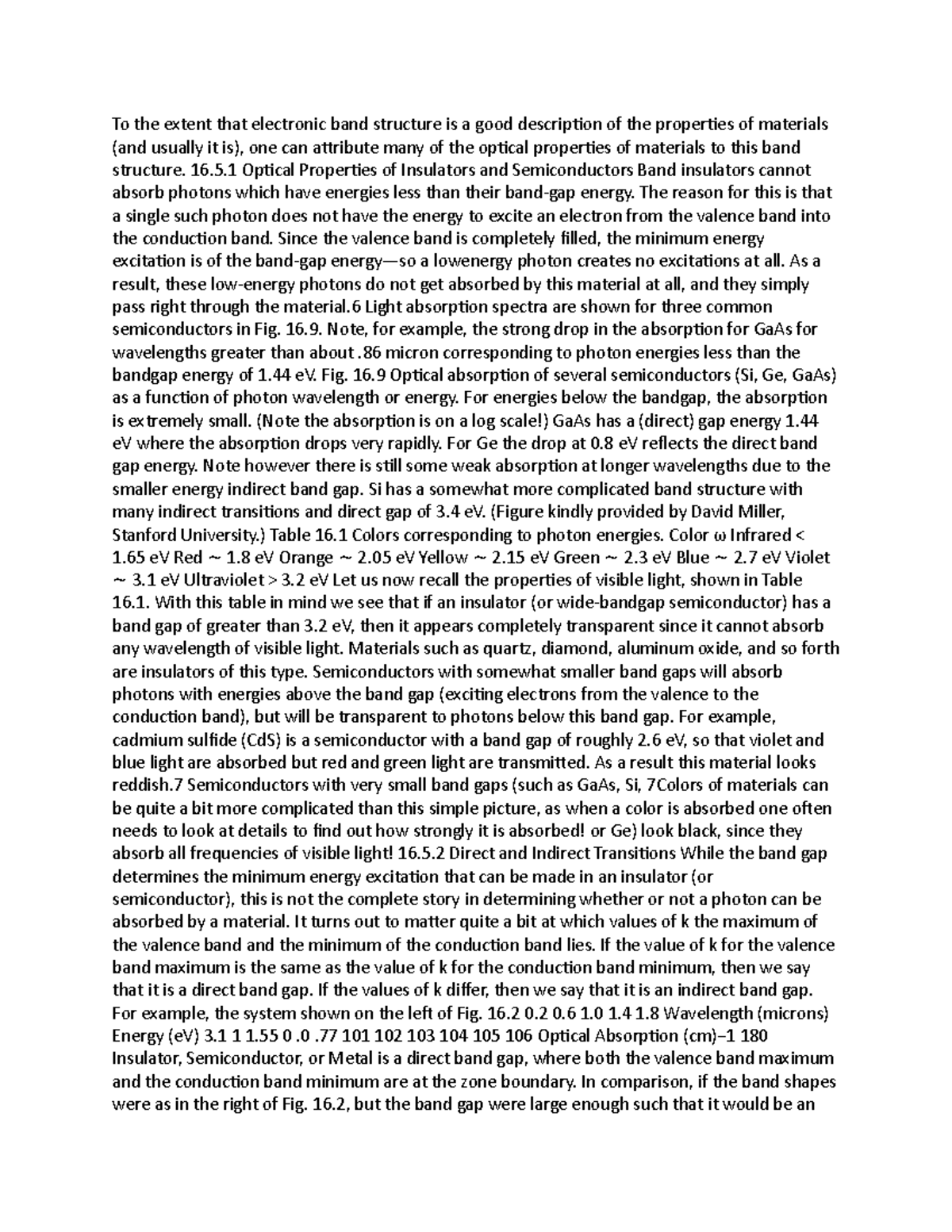 Optical properties notes - To the extent that electronic band structure ...