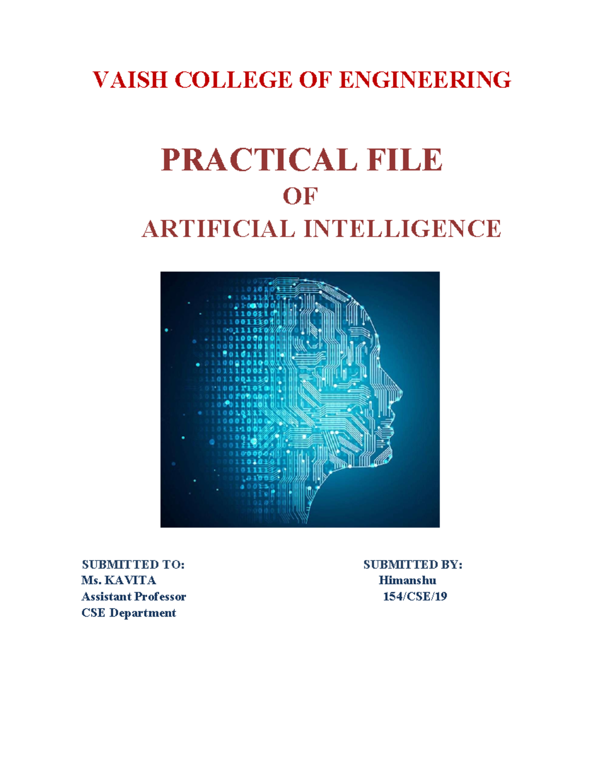 AI Practical file himanshu - VAISH COLLEGE OF ENGINEERING PRACTICAL ...