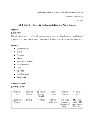 Module 2 Post Lab CHM2045L - Jason Vasquez CHM2045L Section 009 Module ...