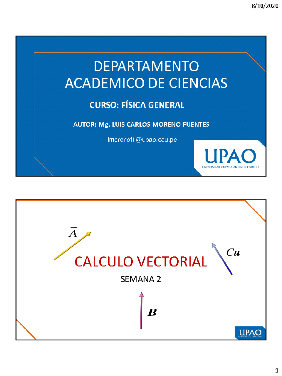 Magnitudes Escalares Y Vectoriales - DEPARTAMENTO ACADEMICO DE CIENCIAS ...