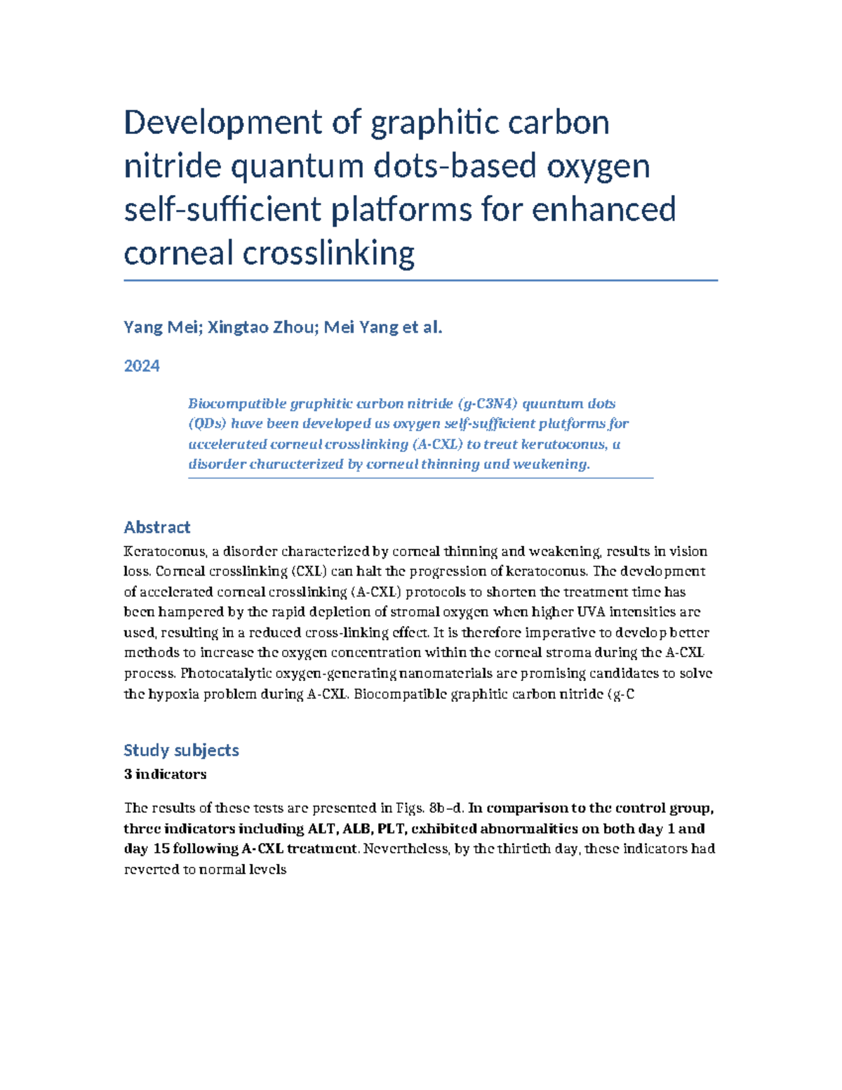 Development of graphitic carbon nitride quantum dots based oxygen self ...