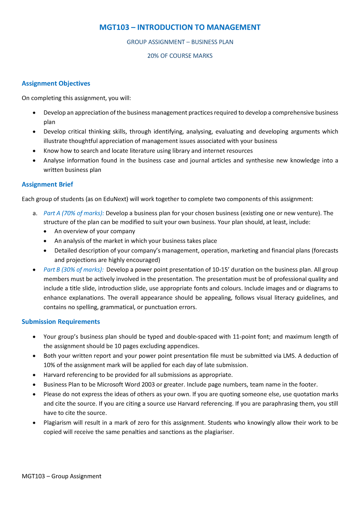 MGT103-Group-asssignment - MGT103 – Group Assignment MGT103 ...