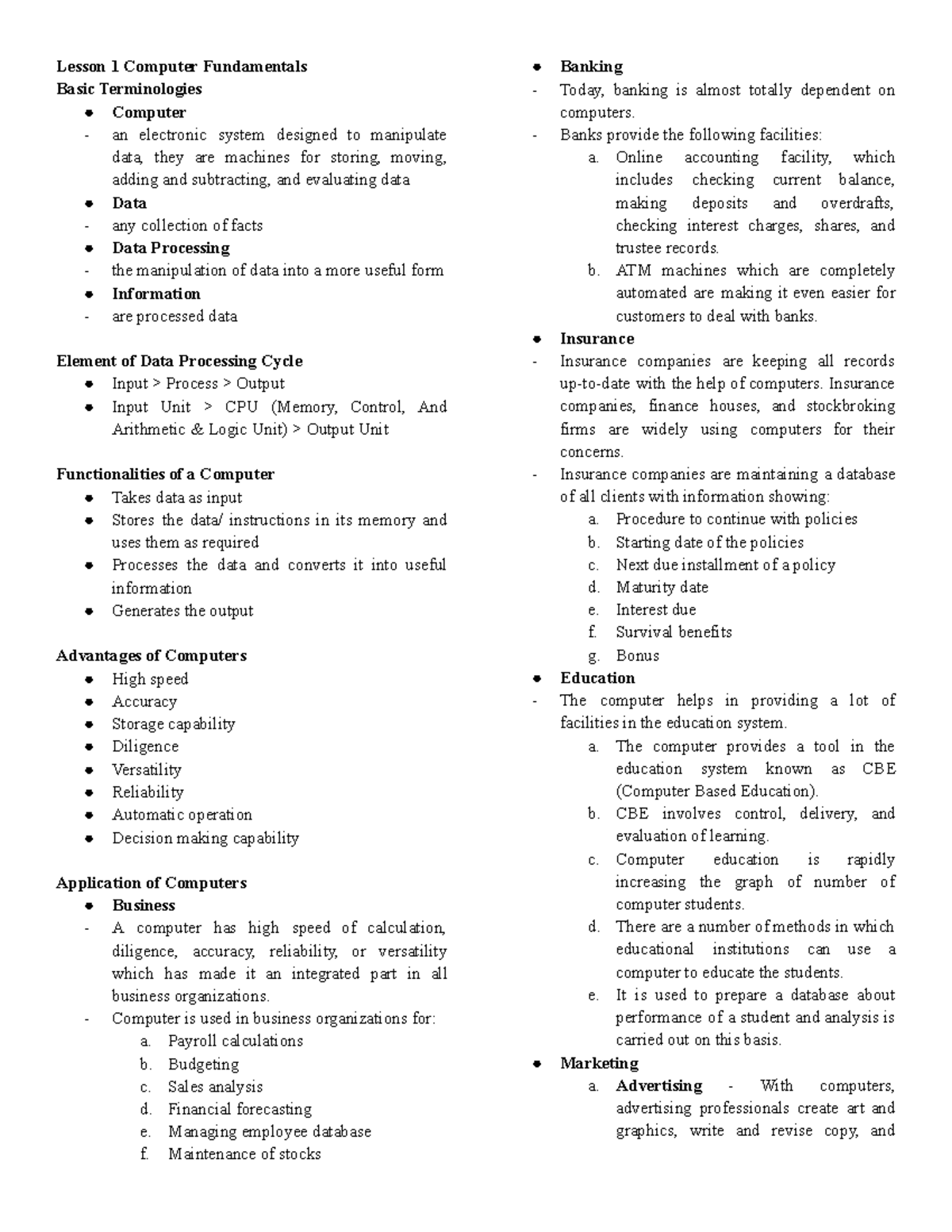 Com prog prelim reviewer - Lesson 1 Computer Fundamentals Basic ...