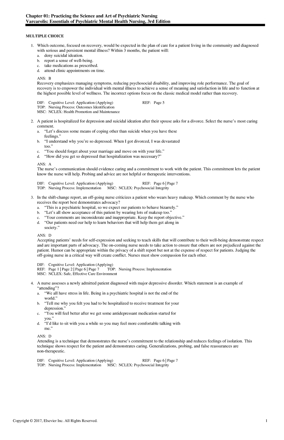 Exam View - Chapter 01 - mental health - Chapter 01: Practicing the ...