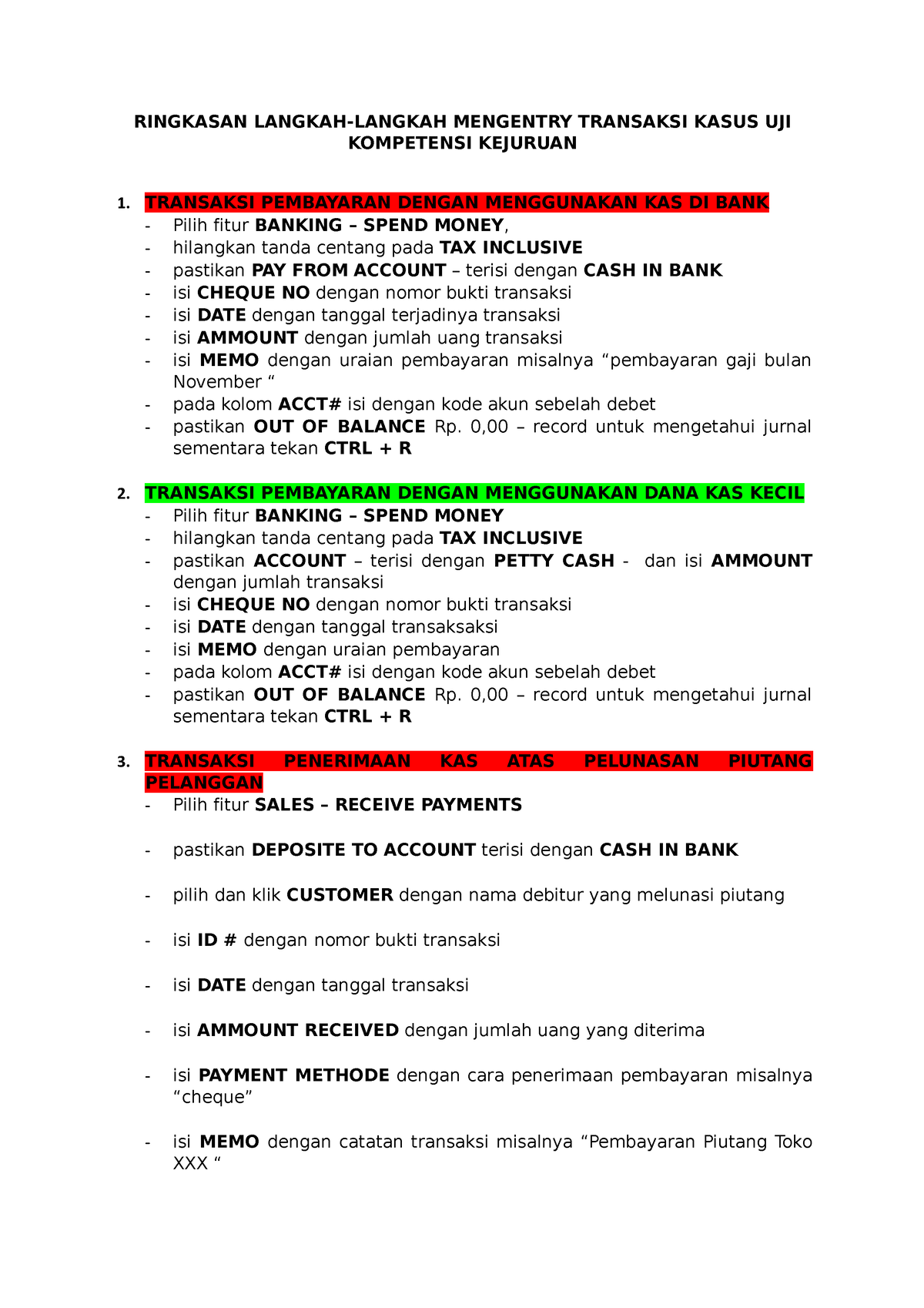 Ringkasan Langkah Mengentry Dokumen Transaksi - RINGKASAN LANGKAH ...