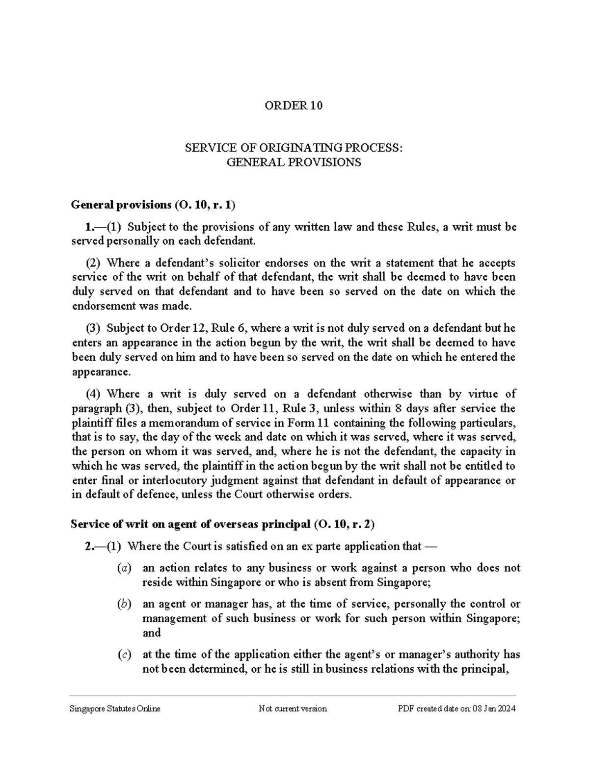 Rules of Court Singapore Statutes Online Not current version PDF
