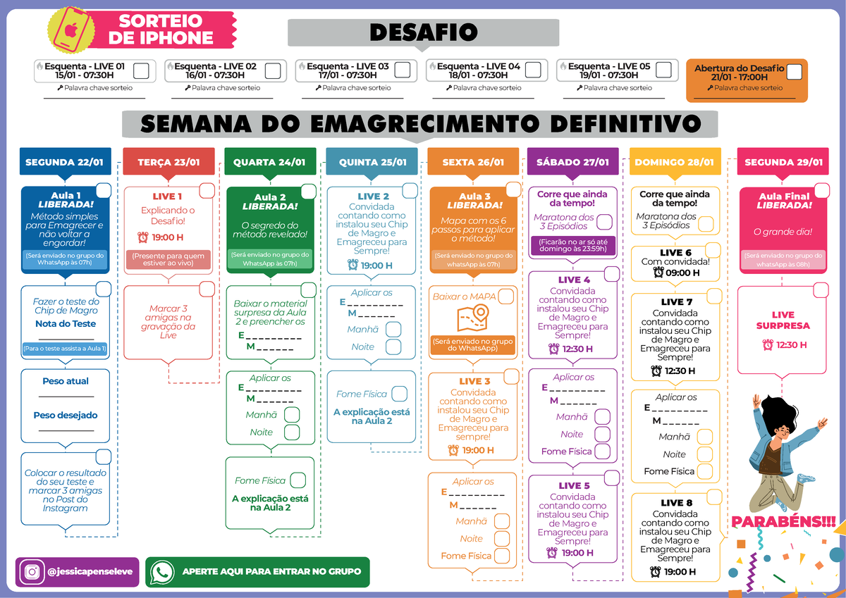 Calendário Lançamento 15 Janeiro 2024 LINK DESAFIO SEMANA DO