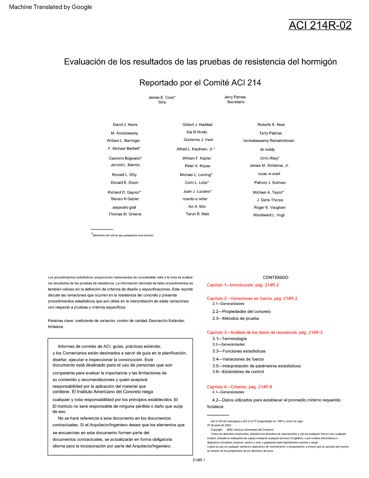 Semana 14 O Evaluation Of Strength Test Results Of Concrete - ACI 214R ...