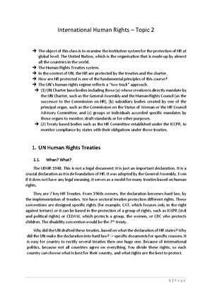 International Human Rights Law Notes - INTERNATIONAL HUMAN RIGHTS LAW ...