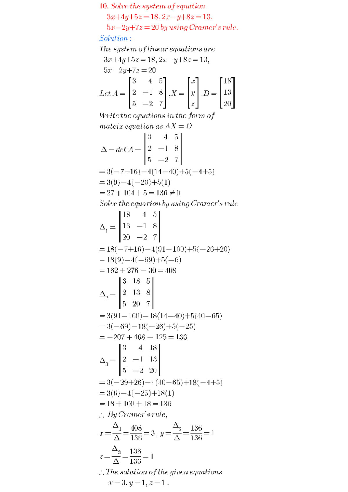 Matrices Inversion and cramer's rule methods - Mathematics - Studocu