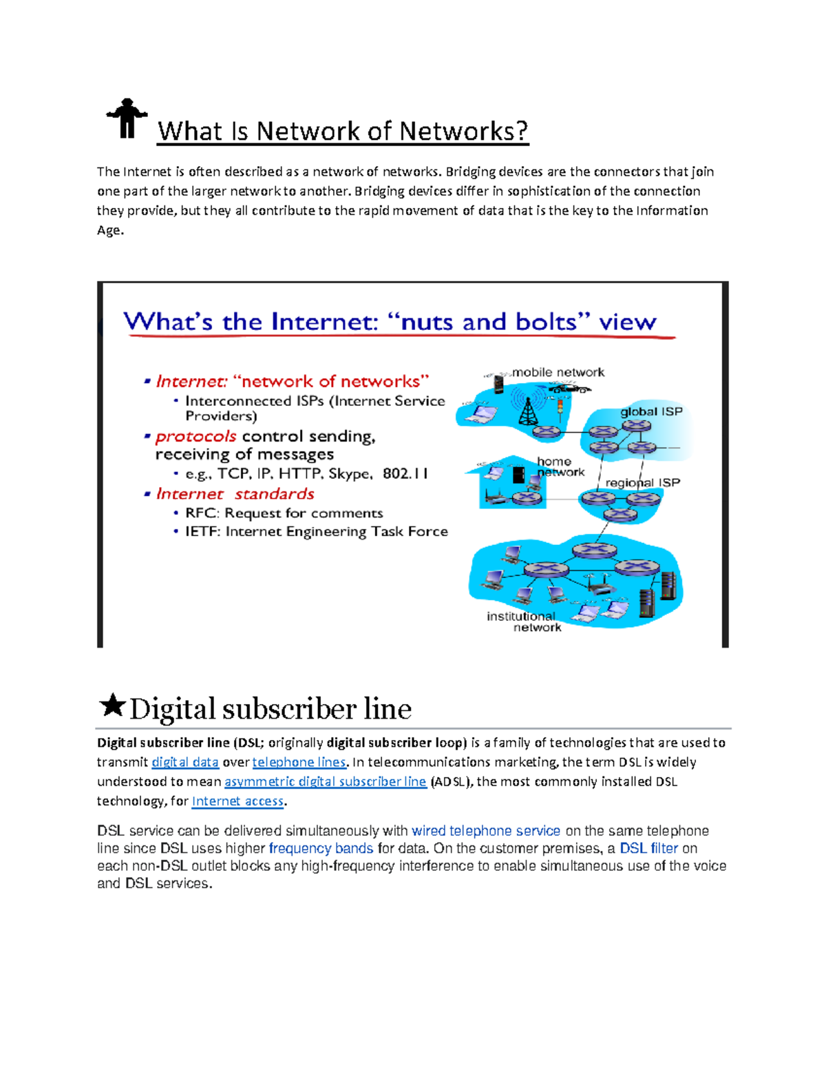 Networking Chapter 1 Note Xox Miraj What Is Network of Networks? The