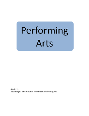 Performing Arts Module - Performing Arts Grade: 11 Track Subject Title ...