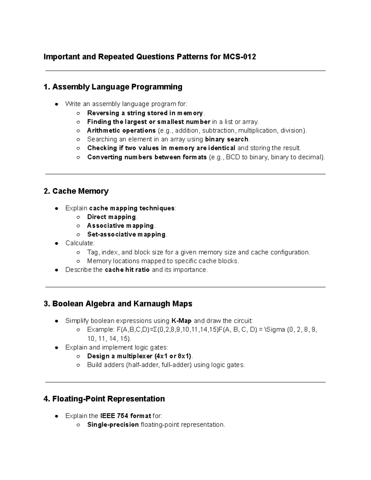 Important and Repeated Questions Patterns for MCS-012 - Assembly ...