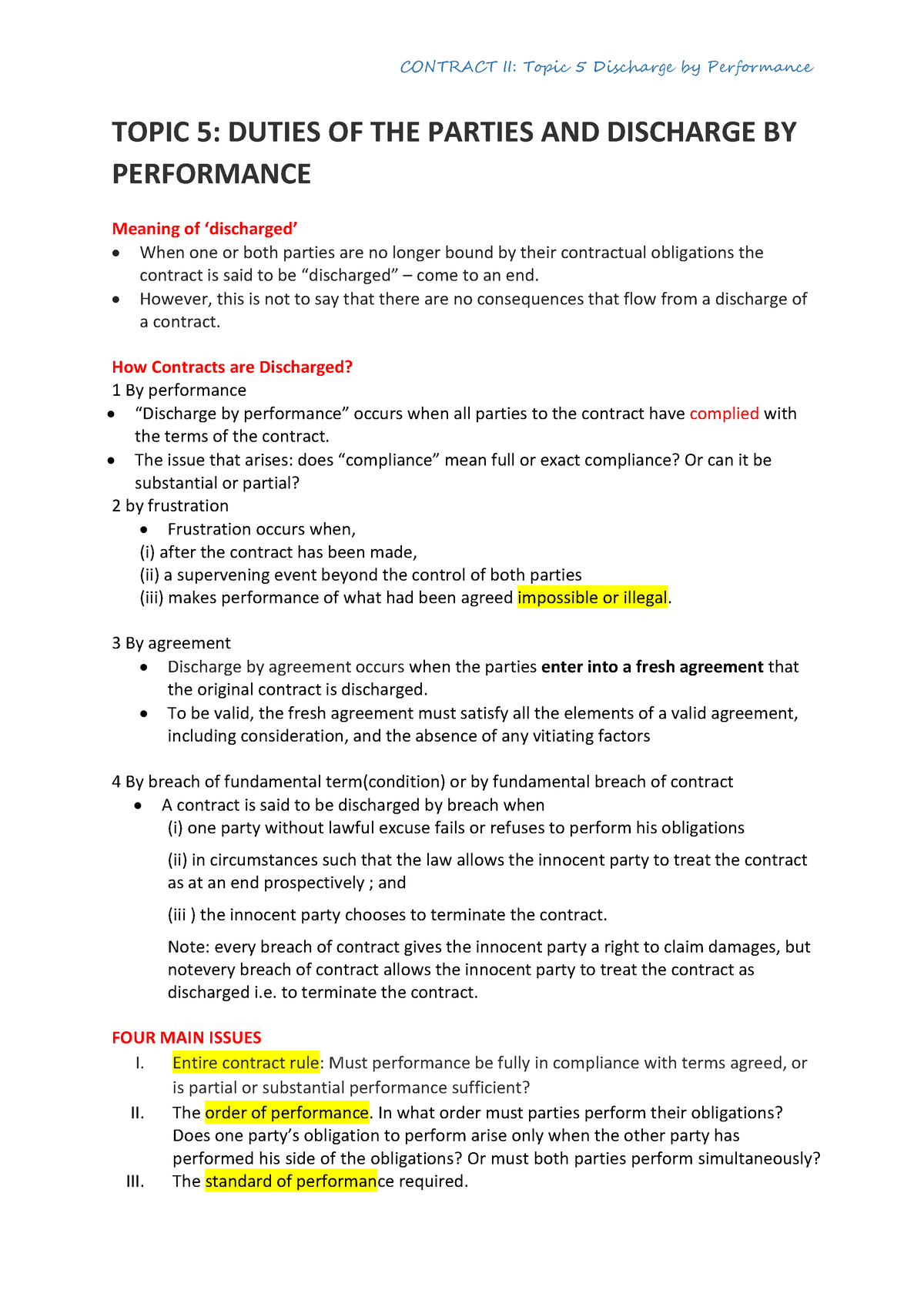 contract-law-ii-topic-5-duties-of-the-parties-and-discharge-by