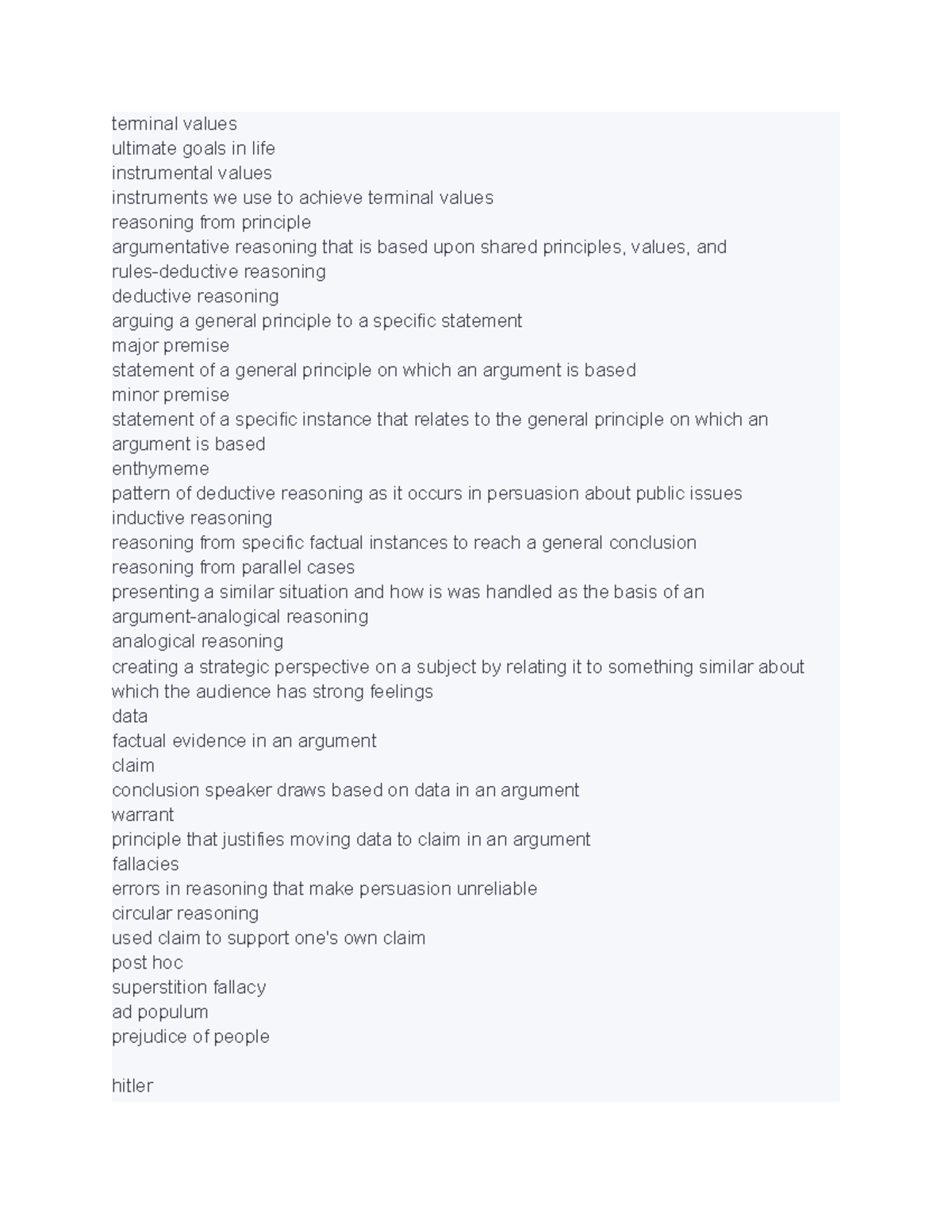 COMS 101 (35) - Lecture Notes - terminal values ultimate goals in life ...