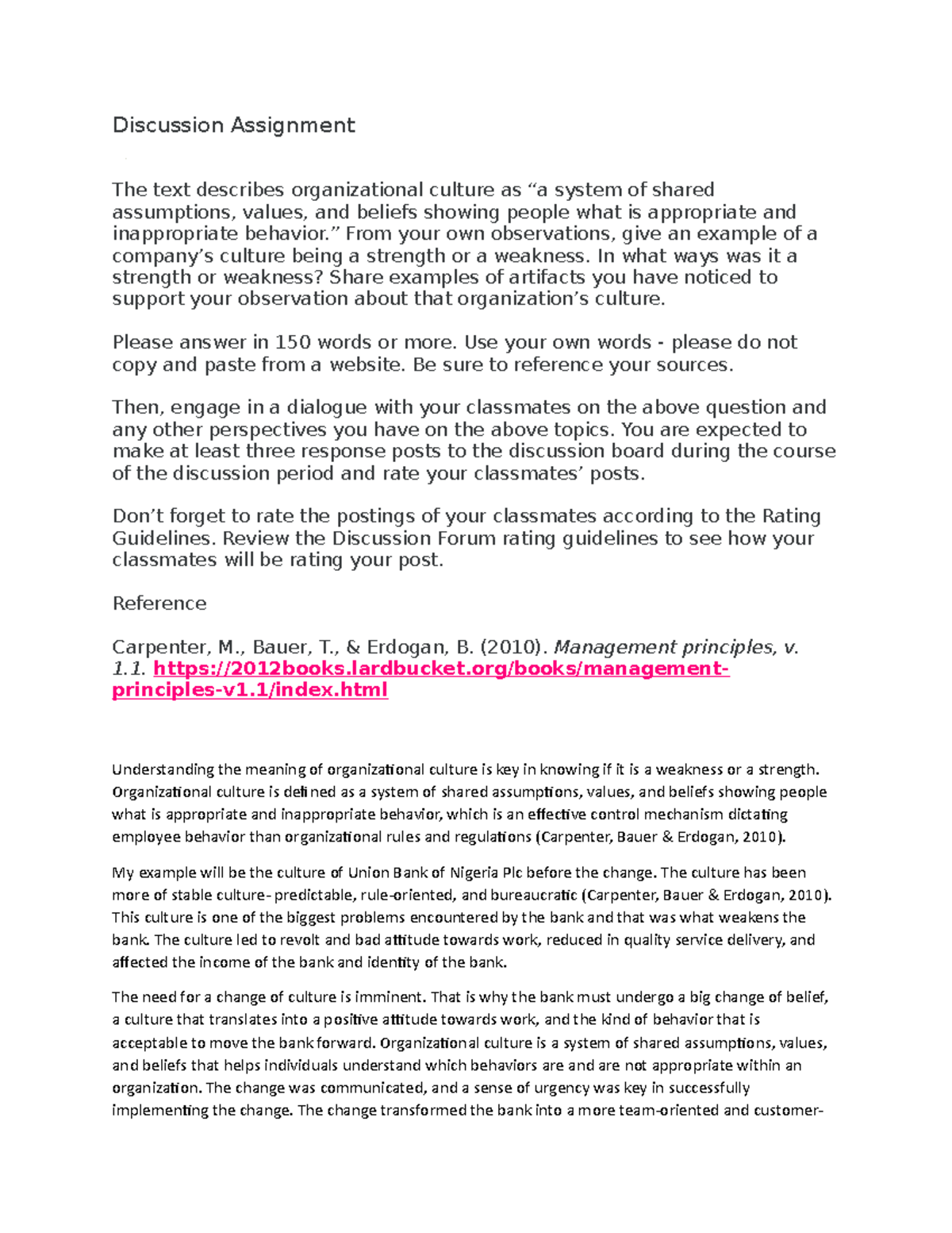 DF WEEK Eight - discussion forum - Discussion Assignment The text ...