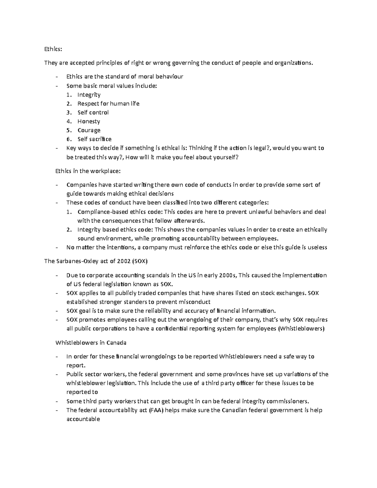 Business in a global context ch 5 notes - Ethics: They are accepted ...