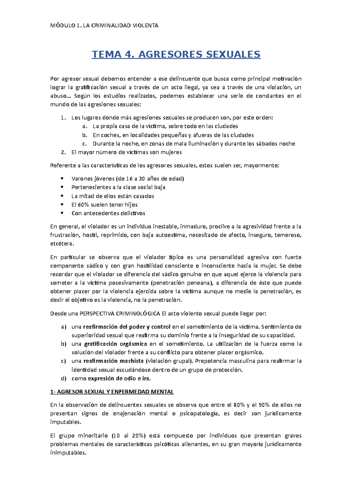 Tema 4 Areas Tema 4 Agresores Sexuales Por Agresor Sexual Debemos