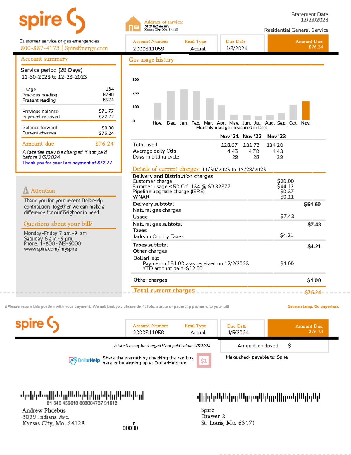 Utility-bill-template 1 - ∆Please return this portion with your payment ...