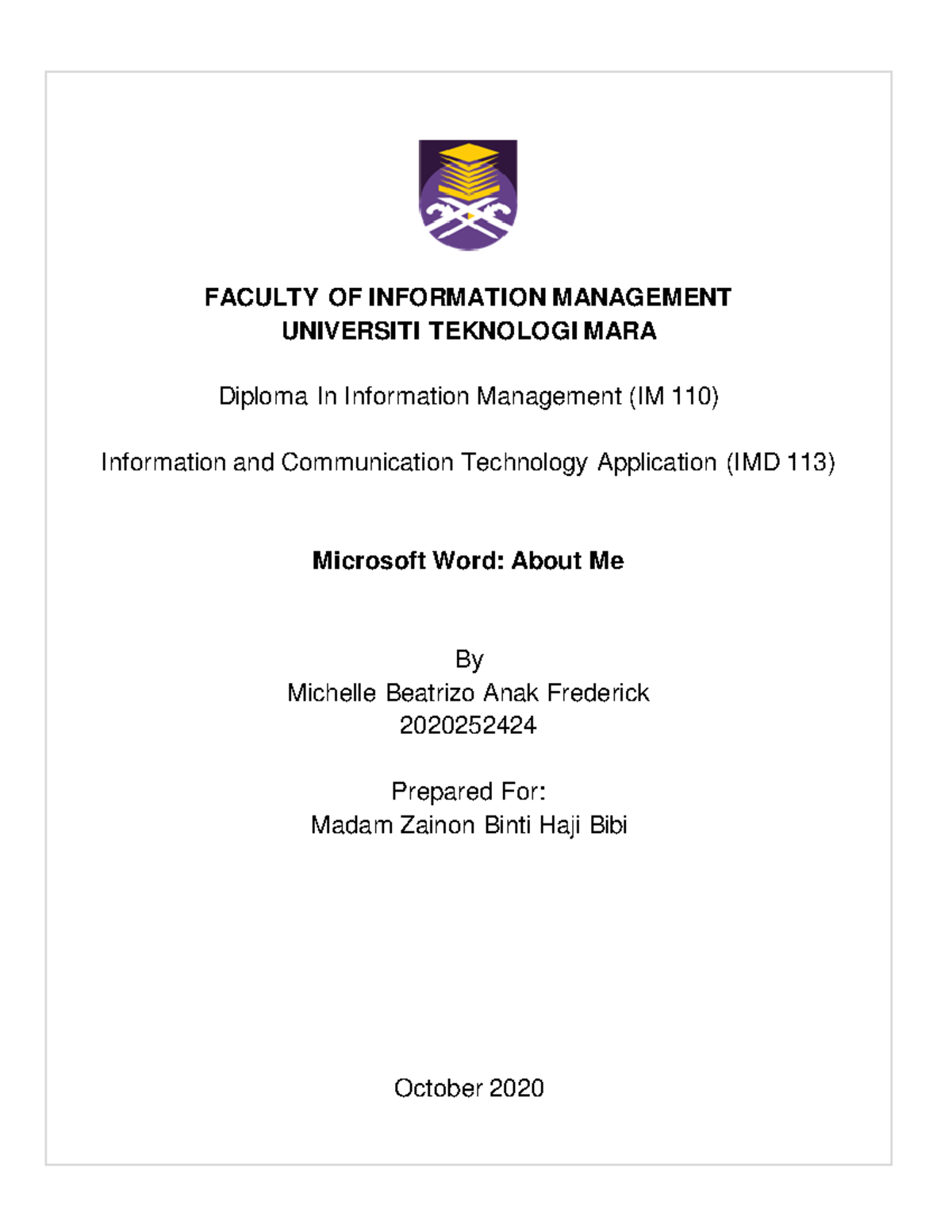 Assignment 1 Imd113 Faculty Of Information Management Universiti Assignment 1 Imd113 Faculty Of Information Management Universiti