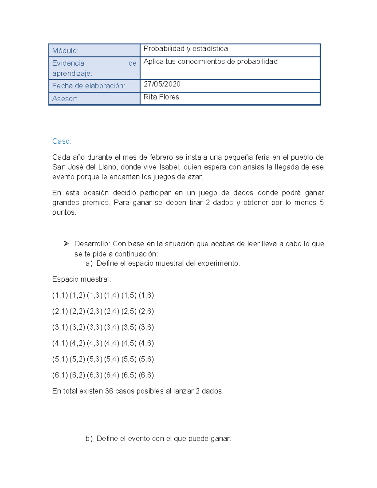 Probabilidad UVEG - Módulo: Probabilidad Y Estadística Evidencia De ...