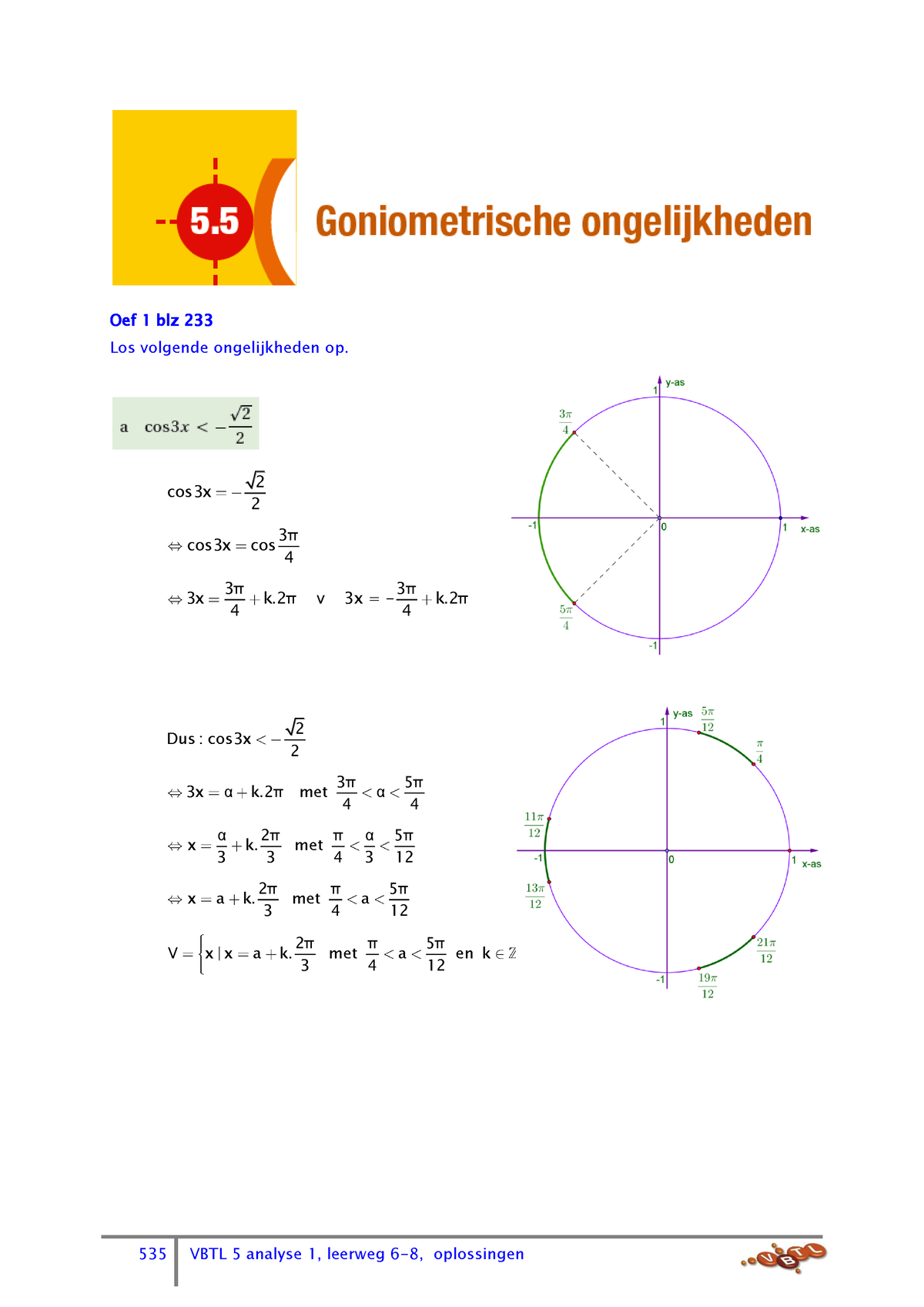 5.5 - Goniometrische Ongelijkheden - Oef 1 Blz 233 Los Volgende ...