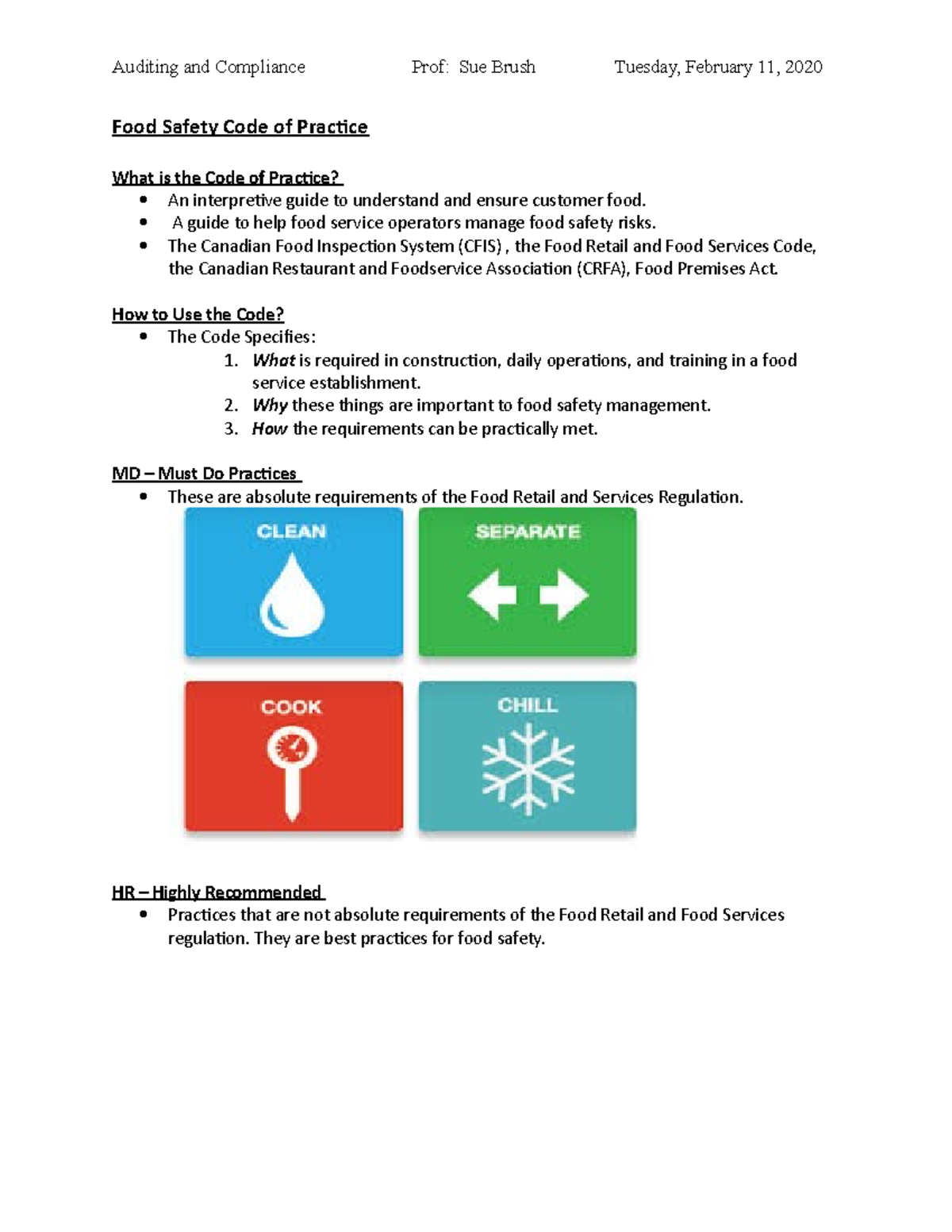 Food Safety Code of Practice - A guide to help food service operators ...