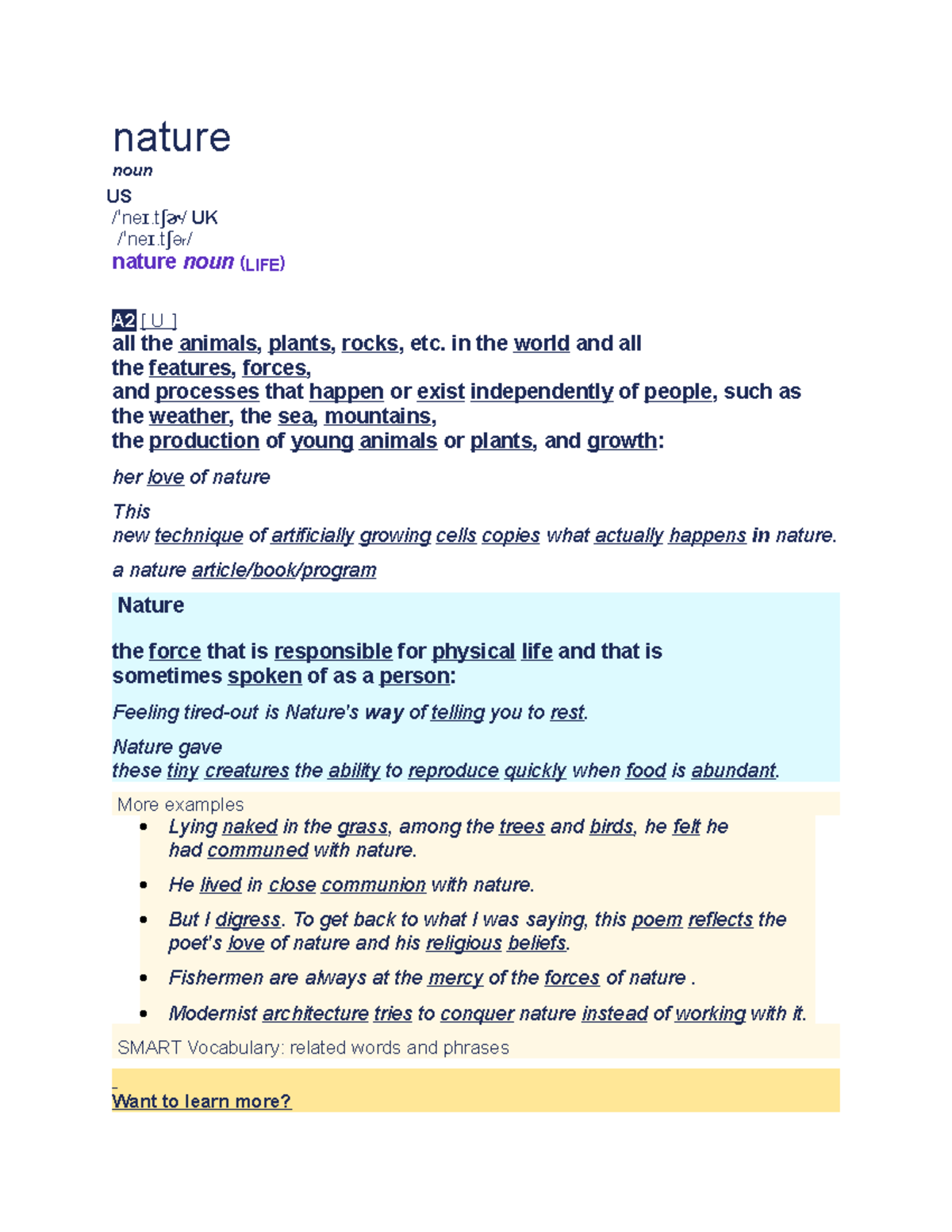 Nature nature noun US / ne .t /ˈɪʃɚ UK / ne .t əˈɪʃ r/ nature noun