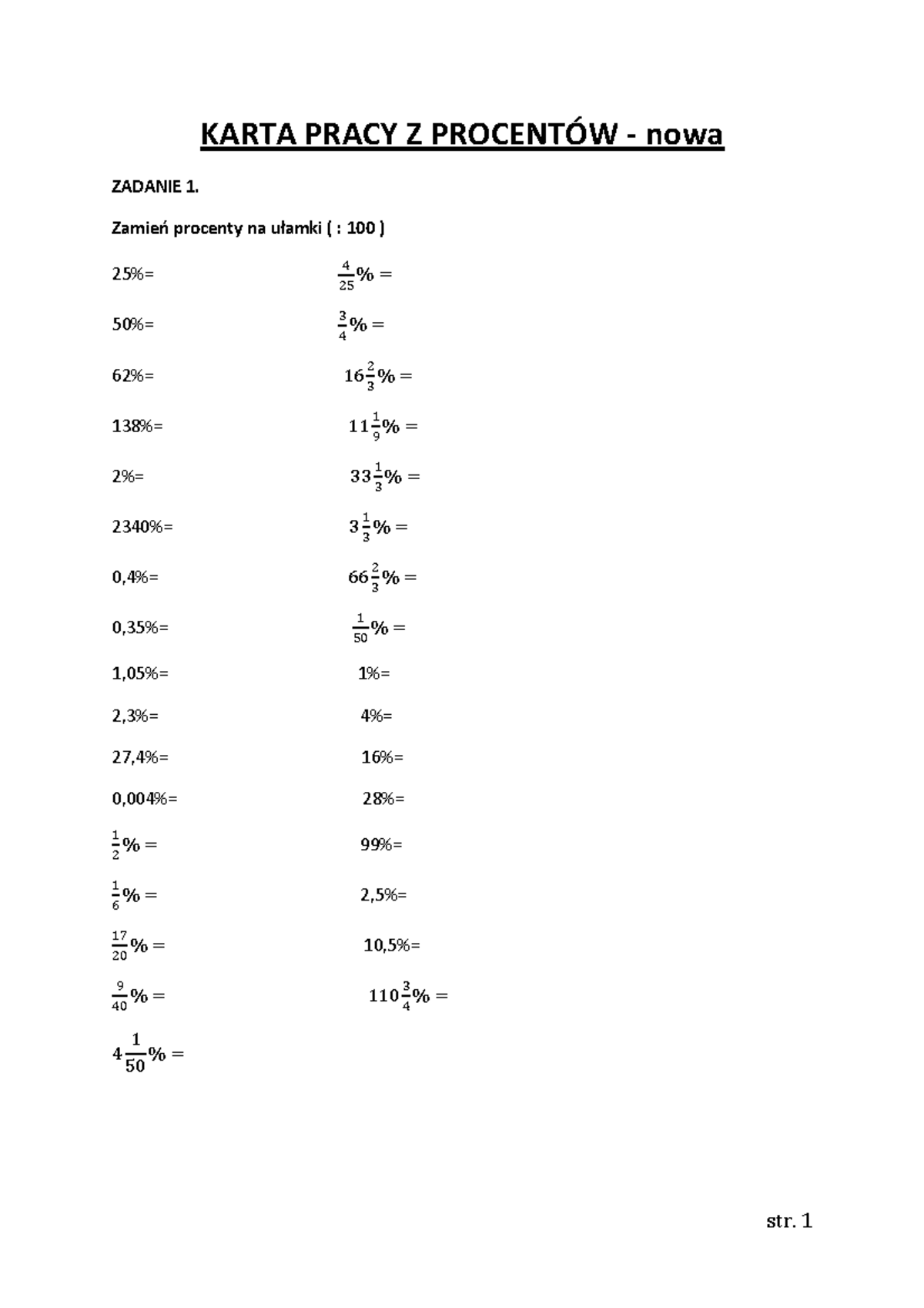 Gdzie Znajde Sprawdzian Z Procentów Kl 6 www.studocu.com