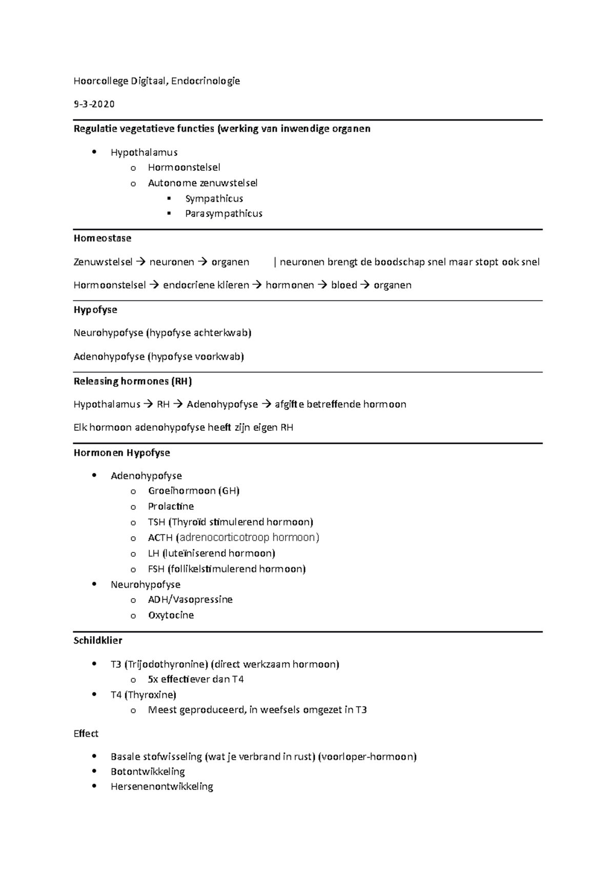 Hoorcollege Digitaal, Endocrinologie Hoorcollege Digitaal