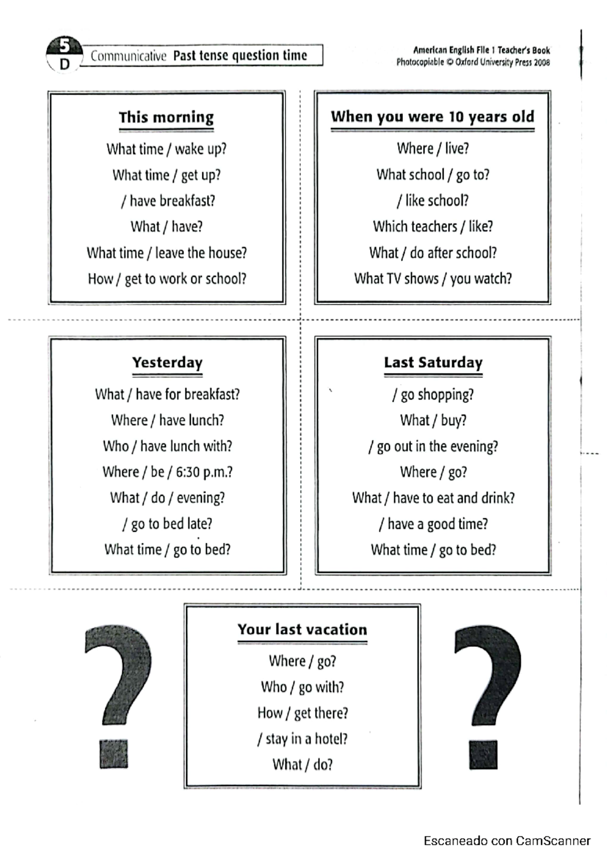 Questions in past tense - Ingles II - Studocu