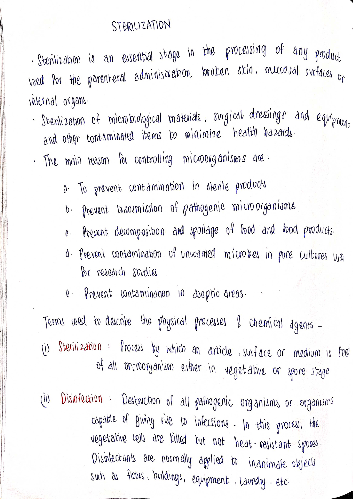 Sterilization - Lecture Notes Of Microbiology - Pharmacy - Studocu