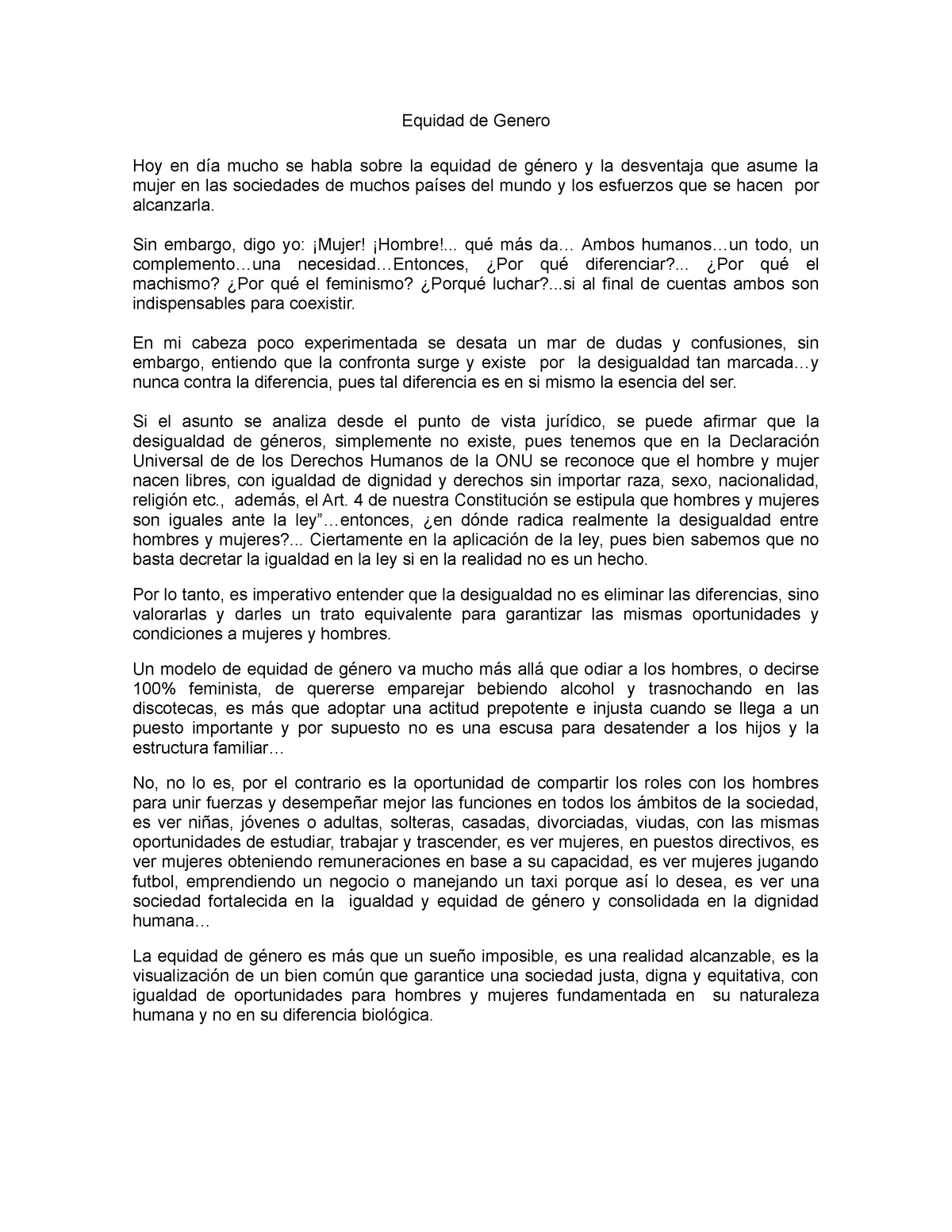 Equidad De Genero Oratoria Equidad De Genero Hoy En Día Mucho Se Habla Sobre La Equidad De 9405