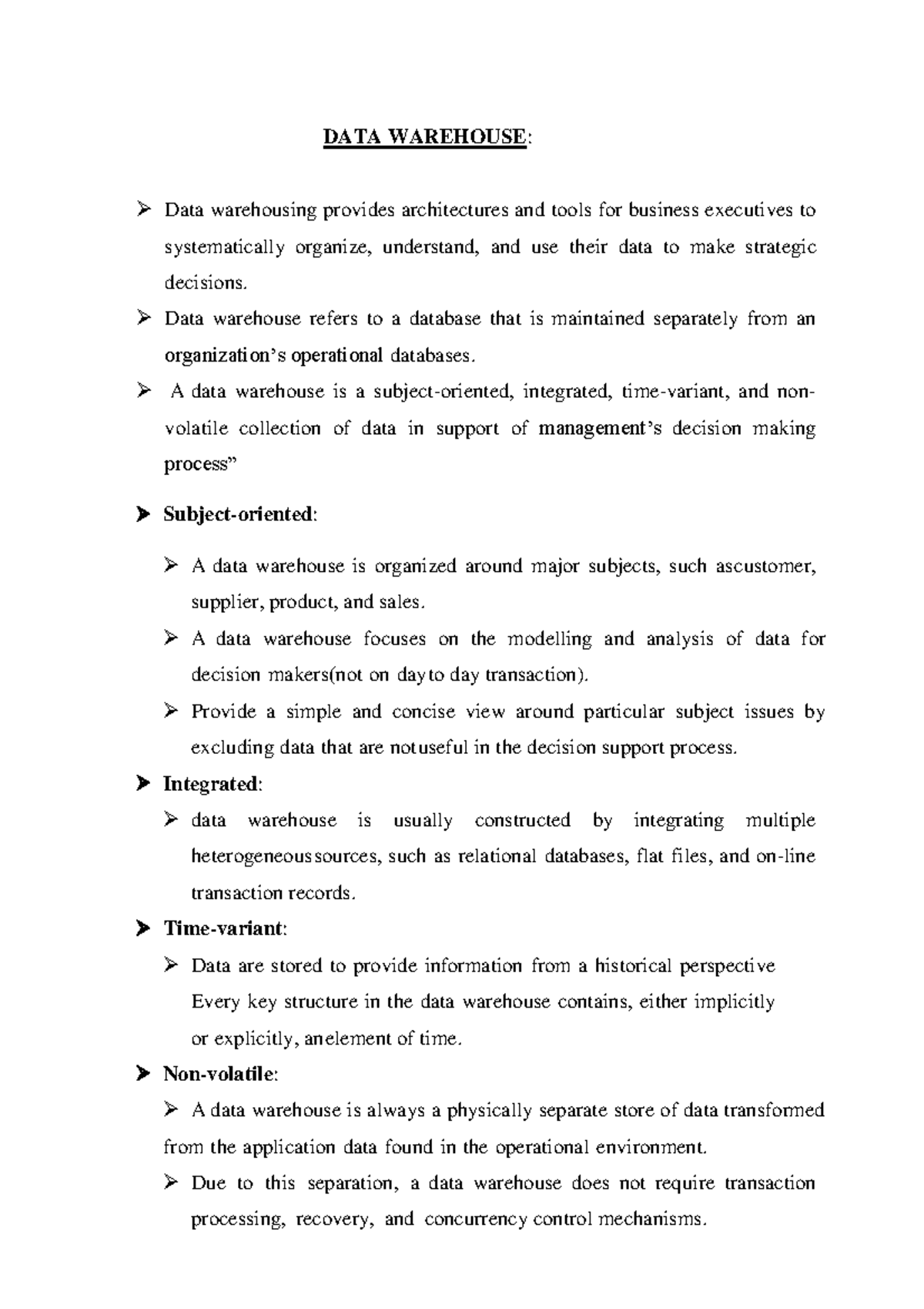 DATA Warehouse - This lecture note describes about Data warehousing ...