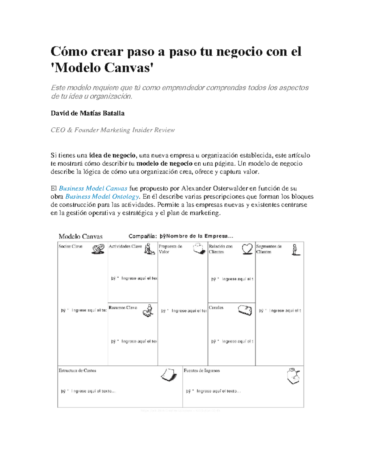 Cómo crear paso a paso tu negocio con el Modelo Canvas - Cómo crear ...
