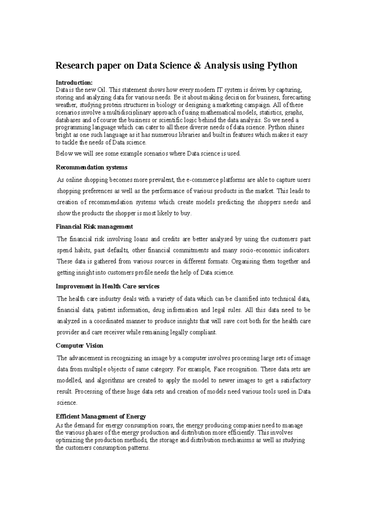 Python with data science - Research paper on Data Science & Analysis ...