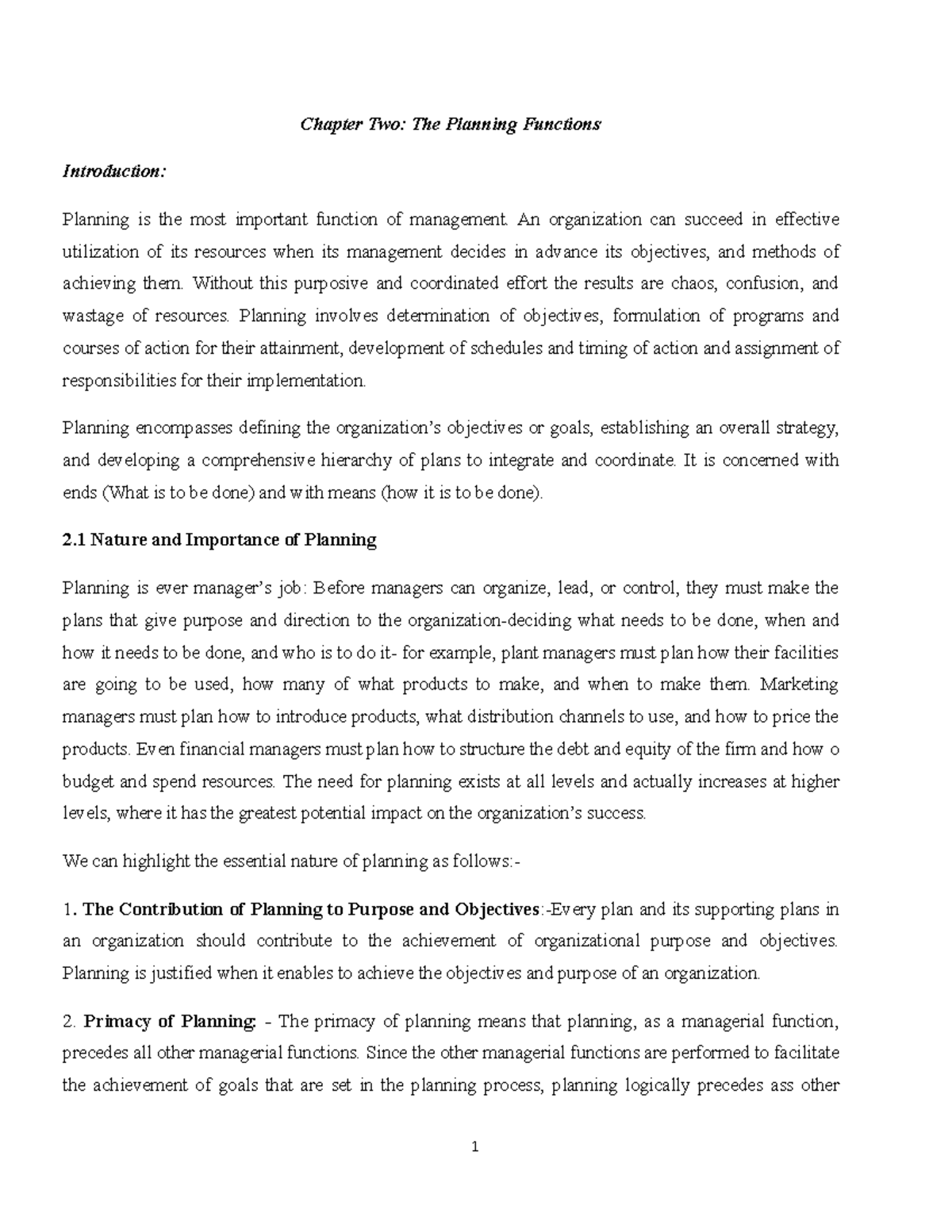 Chapter 2 Planning - Learn to best and clear - Chapter Two: The ...