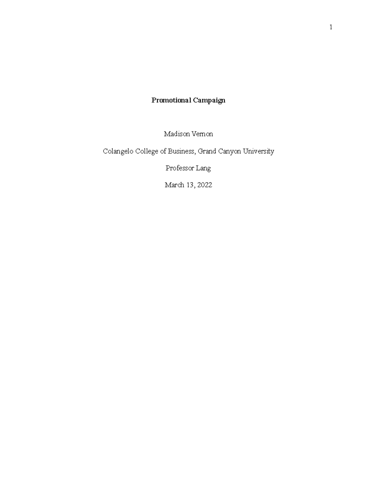 ENT promotional campaign paper - Promotional Campaign Madison Vernon ...