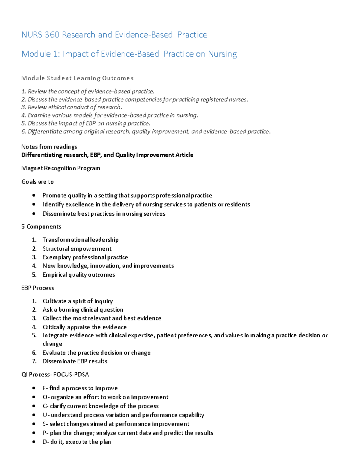 NURS360Module 1 - Danielle's content over the first module for 360 ...
