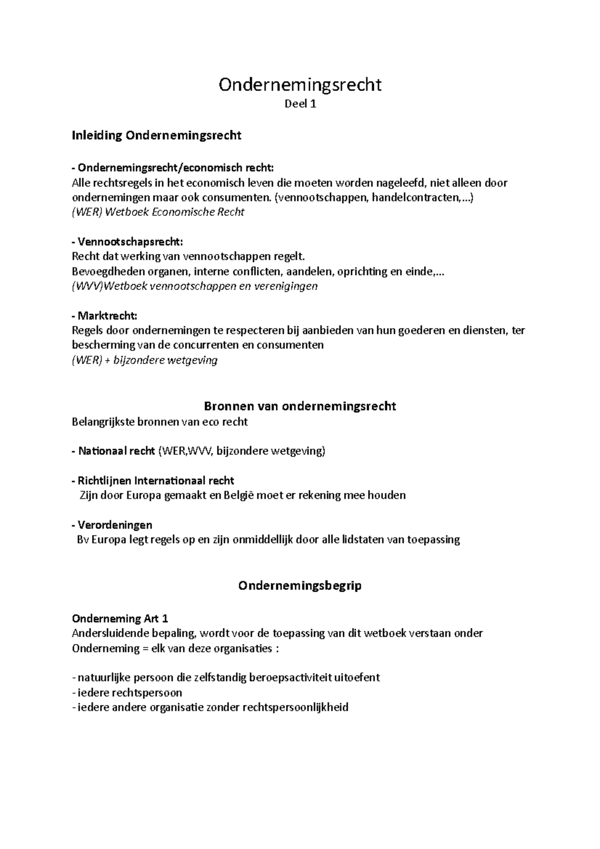 Ondernemingsrecht Samenvatting Examen 2 - Ondernemingsrecht Deel 1 ...