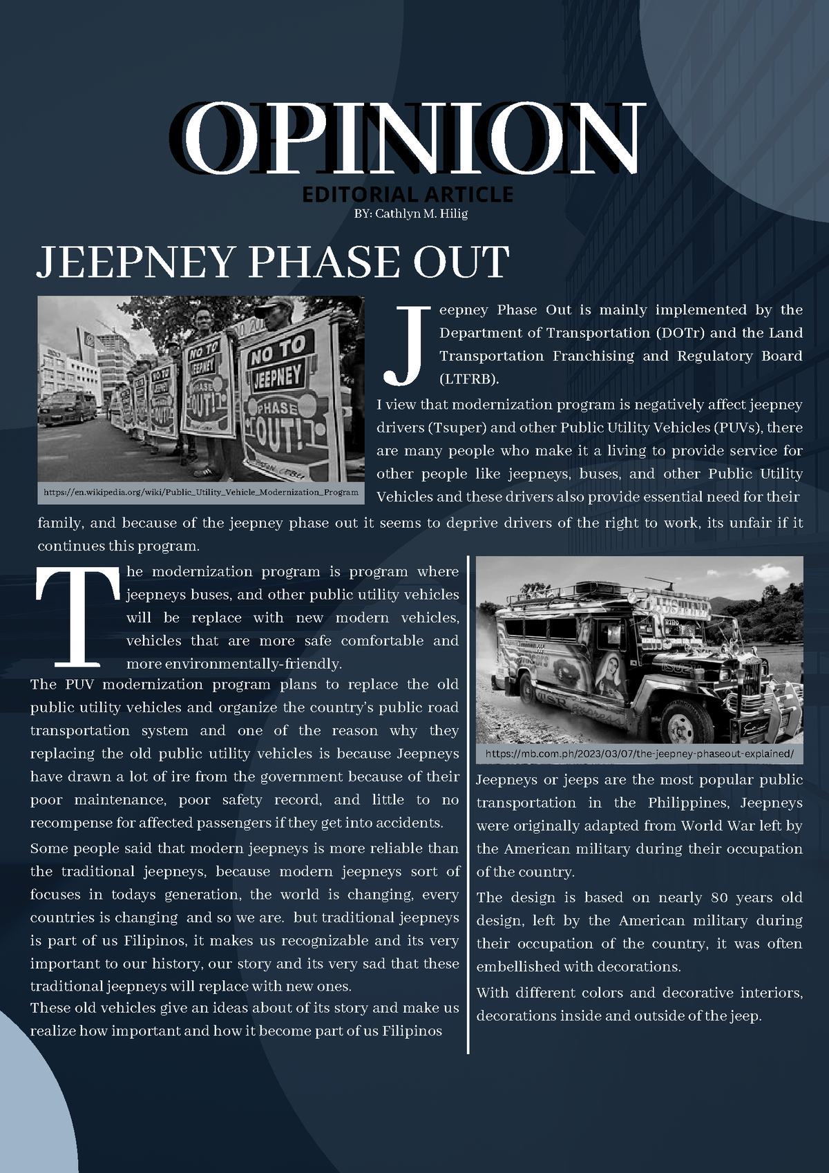 argumentative essay jeepney phase out