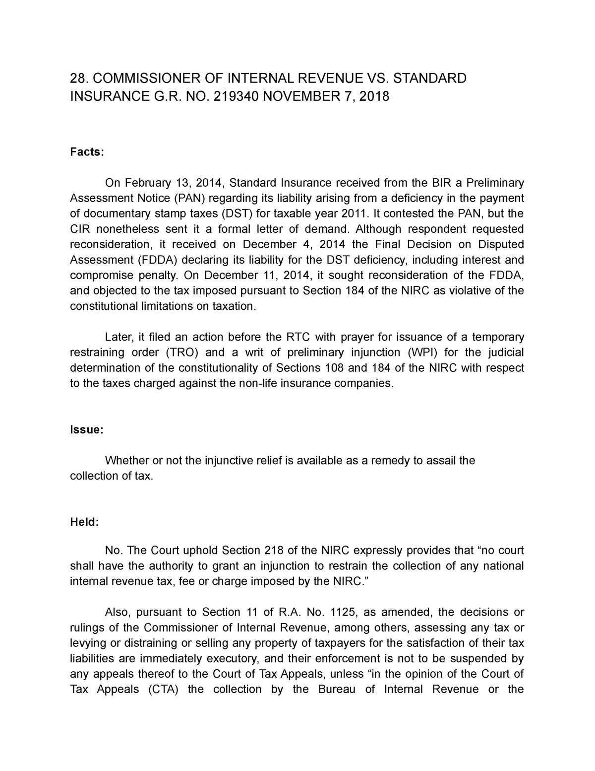 28-cir-v-standard-insurance-28-commissioner-of-internal-revenue-vs