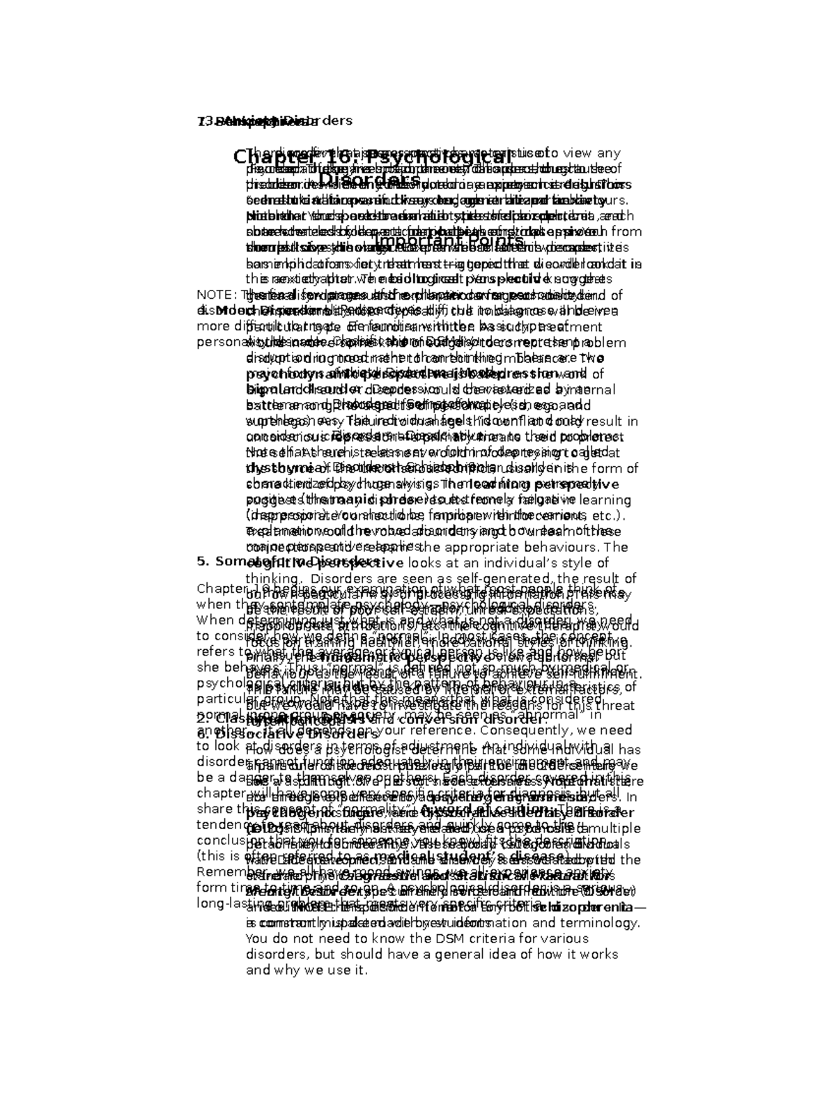 Notes+16 - psychology notes - Chapter 16: Psychological Disorders ...