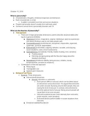 Chapter 14 Lecture Notes - Psychological Disorders November 12, 2019 ...