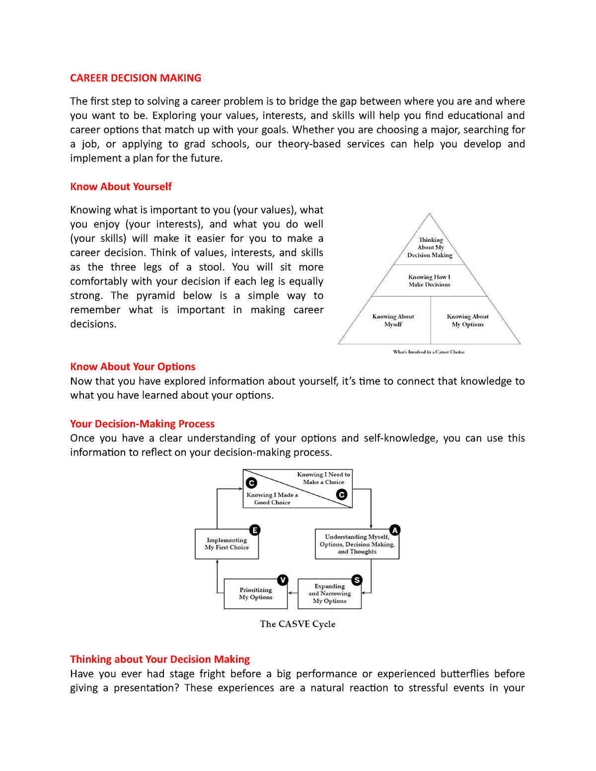 Career Decision Making - CAREER DECISION MAKING The First Step To ...